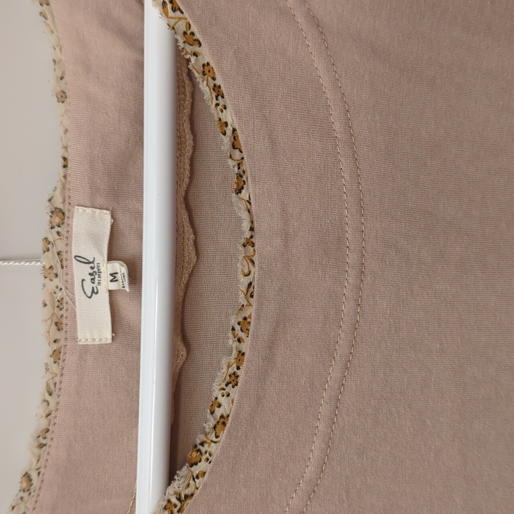 EASEL cream/tan/mauve fall shirt sleeve top - Picture 6 of 7